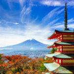 Mt.,Fuji,With,Red,Pagoda,In,Autumn,,Fujiyoshida,,Japan Mt.,Fuji,With,Red,Pagoda,In,Autumn,,Fujiyoshida,,Japan